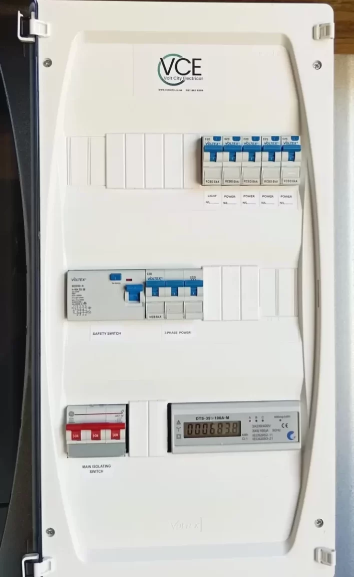 Modern RCBO switchboard installed by Volt City Electrical